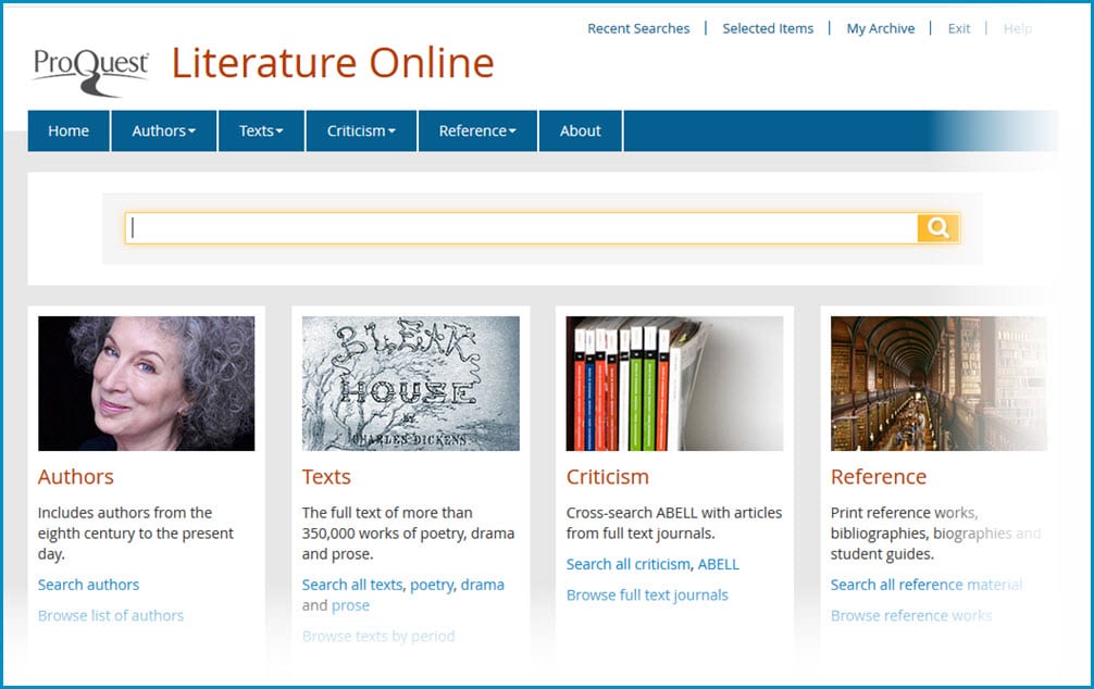 Lioterature Online opening page