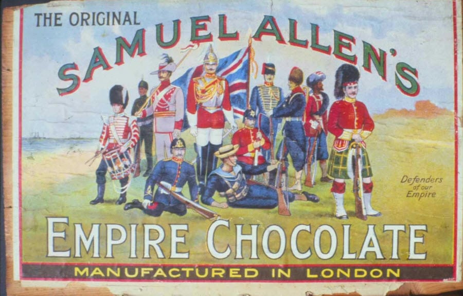 The Original Samuel Allen's Empire Chocolate - 'Defenders of our Empire', 1915. From Global Commodoties