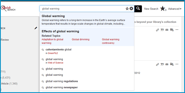 Sugesstions for a search on Global Warming