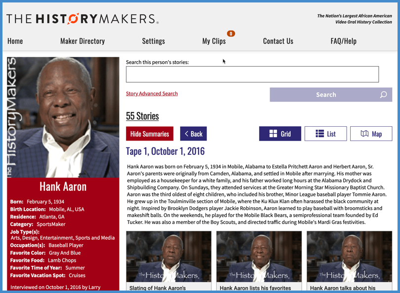 HistoryMakers interview with Hank Aaron