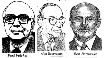 Hedcuts from the Wall Street Journal: Paul Volcker, Alan Greenspan, and Ben Bernanke