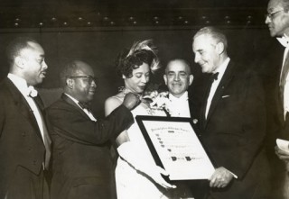 Daisy Bates receiving the Diamond Cross of Malta from The Philadelphia Cotillion Society in 1958.
