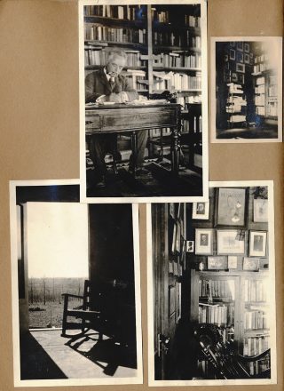 Finger working in his library and other scenes from his home, Gayeta, southwest of Fayetteville, ca. 1930. From the scrapbook of the “Spider & Skillet” hiking club for local writers, of which Finger was member included in the Margaret Reynolds Collection (MC783), Special Collections, University of Arkansas Libraries. 