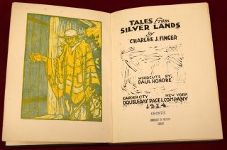 Title page from the first edition of Tales from Silver Lands by Charles J. Finger in the Arkansas Collection in the University of Arkansas Libraries. 