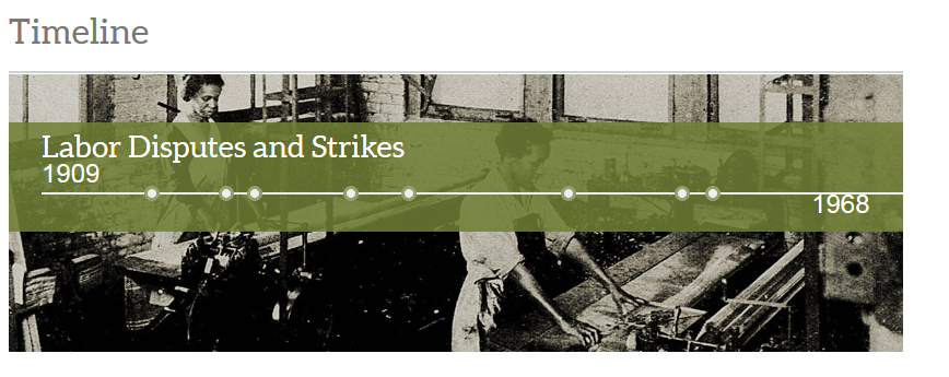 Interactive timeline for labor history in the collection
