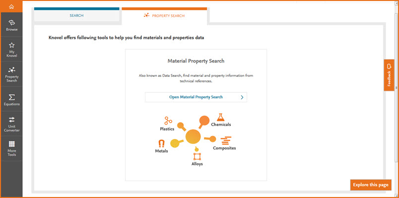 Knovel Materials Property Search